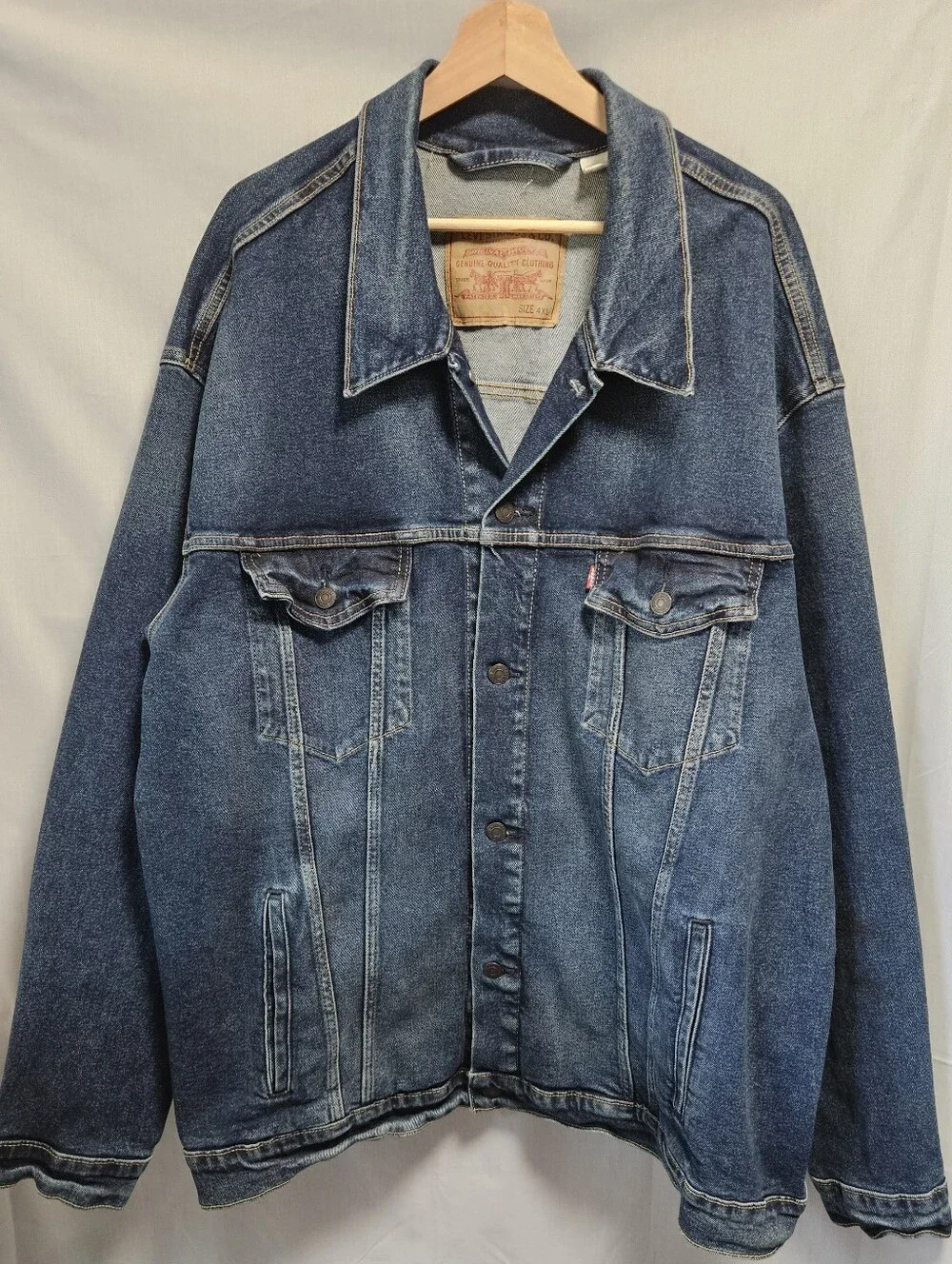 Levis Men's Dark Blue Denim Trucker Jacket - Classic Jean Jacket sz 4XL